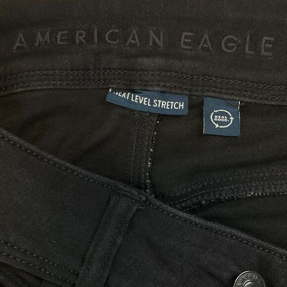 American Eagle Kick Boot Next Level Stretch Black Jeans Size 4 Mid-Rise Bootcut - Picture 8 of 10